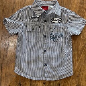 Radio Flyer Kids Button Down Shirt - Navy and White Stripes.  Vintage